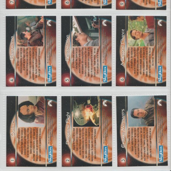 1995 Skybox Star Trek Voyager Complete Base Card Set (98) 9 x 11 Binder Sheets - Picture 5 of 13